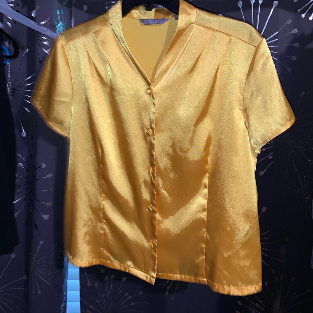 yellow silk pajama shirt
